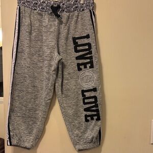 Bobbie Brooks Heather Gray Joggers with Black LOVE Print